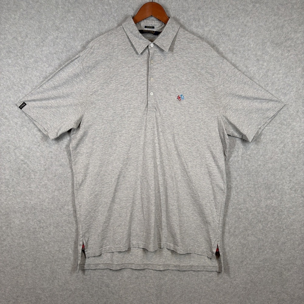 Polo Golf Ralph Lauren Shirt Mens XL Gray Stretch Lisle Union Jack Flag